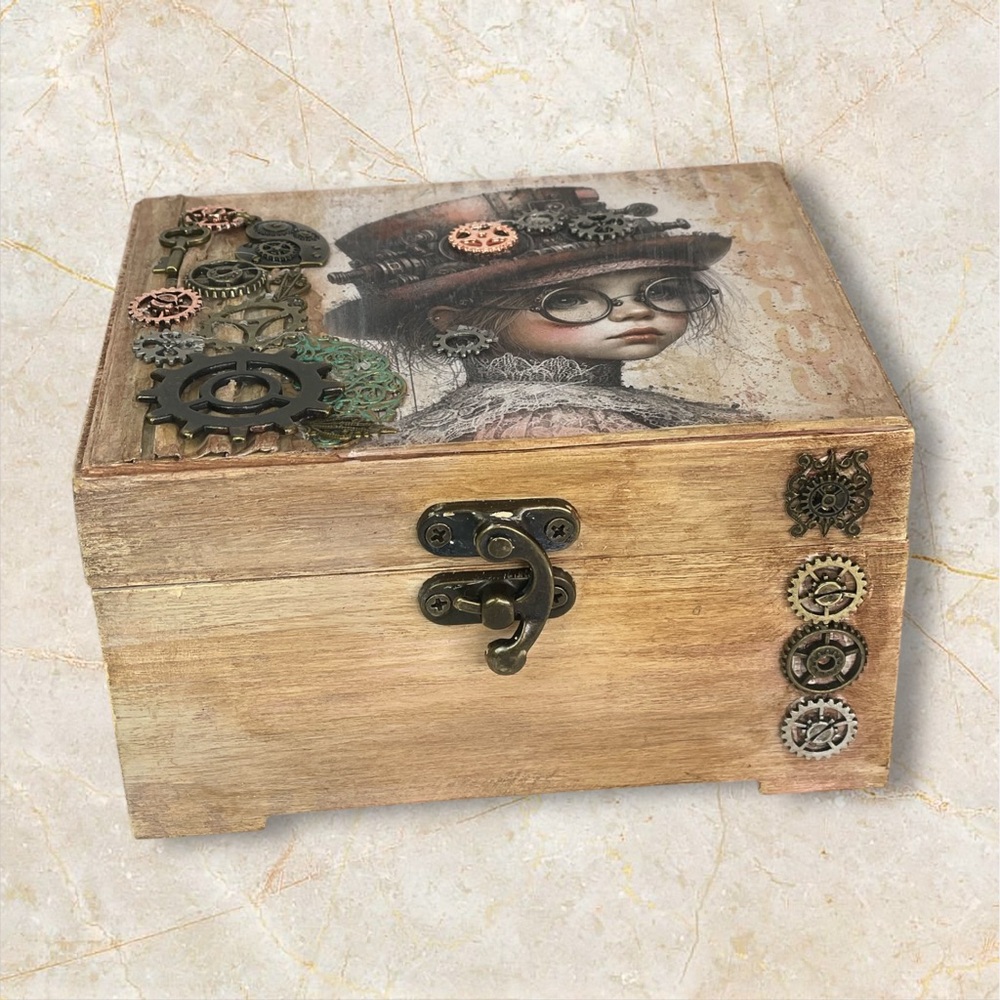 Steampunk Box Jewelry Box Keepsake Box Storage Box Retro futuristic style
